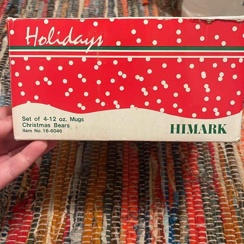 1986 HIMARK “Christmas Bears” Set of 4 Mugs in Original Box